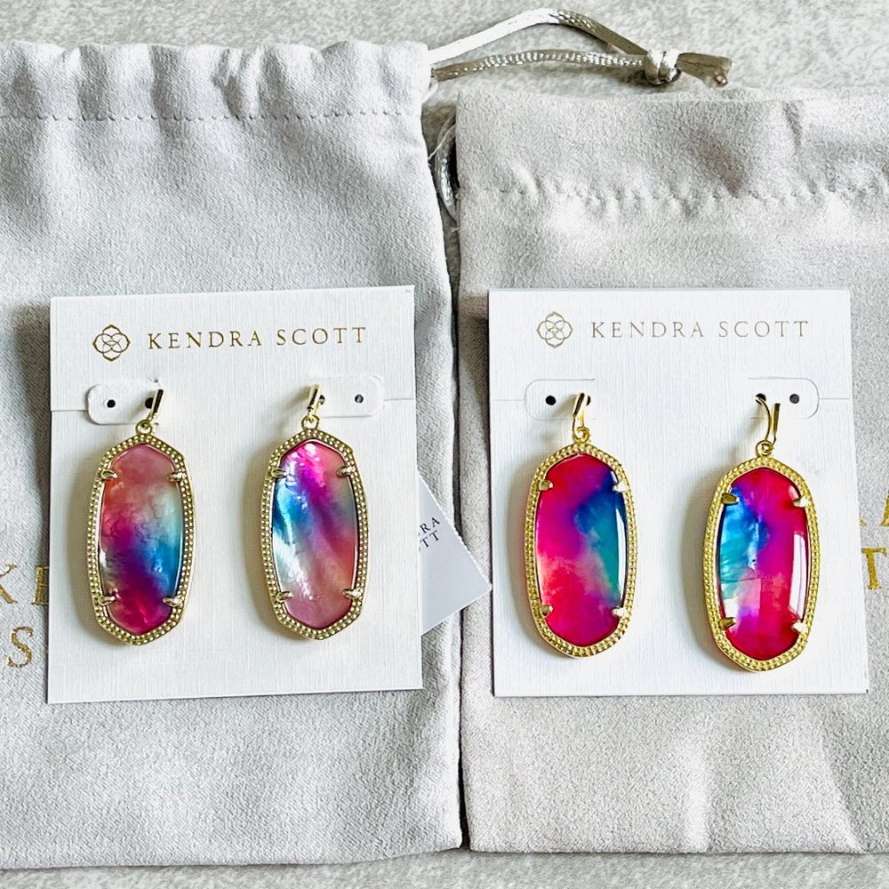 KENDRA SCOTT Elle Gold Drop Earrings in Watercolor Illusion - PLS READ!